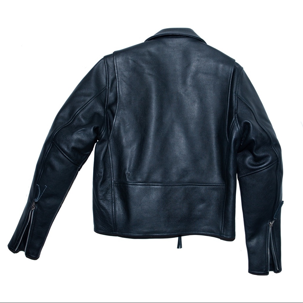 Classic Black Genuine Leather Moto Jacket - Picture 4 of 11